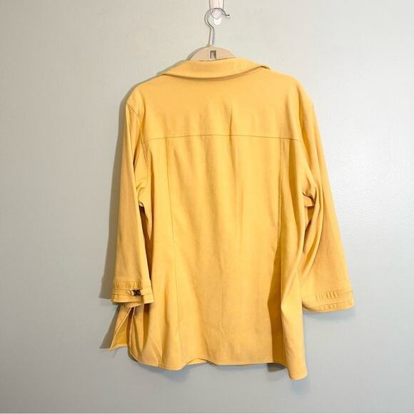 Plus Size JM Collection Women Yellow Suedelike Button Down 3/4 Sleeve Size 3X - Picture 5 of 12